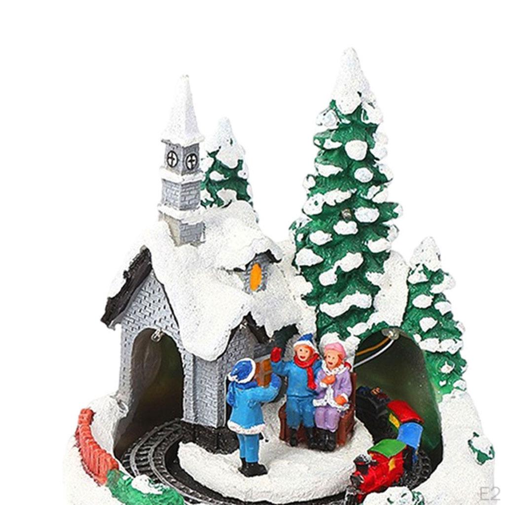 Luminous House Music Snow Christmas Ornaments Traditional for Table Chritsmas Desktop