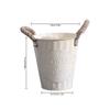 Vintage White Metal Planter Pot with Rope Handles 21cm Tall Drainage Hole Retro Style Flower Pot