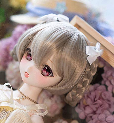 YR EARTH S297 Heat-Resistant Doll Wig, Braided Hair, Shiny Beige, 1/3, 1/4, 1/6 Size, BJD, DD, SD, MDD, MSD (1/3, 8-9 inch Size)