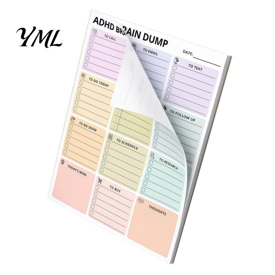 Professional Note Taking A5 Brain Dump Planner, Tear-off Daily Task Pad with 50 Notebook Sheets, Thickened Paper Notepad for Organizing Thoughts
