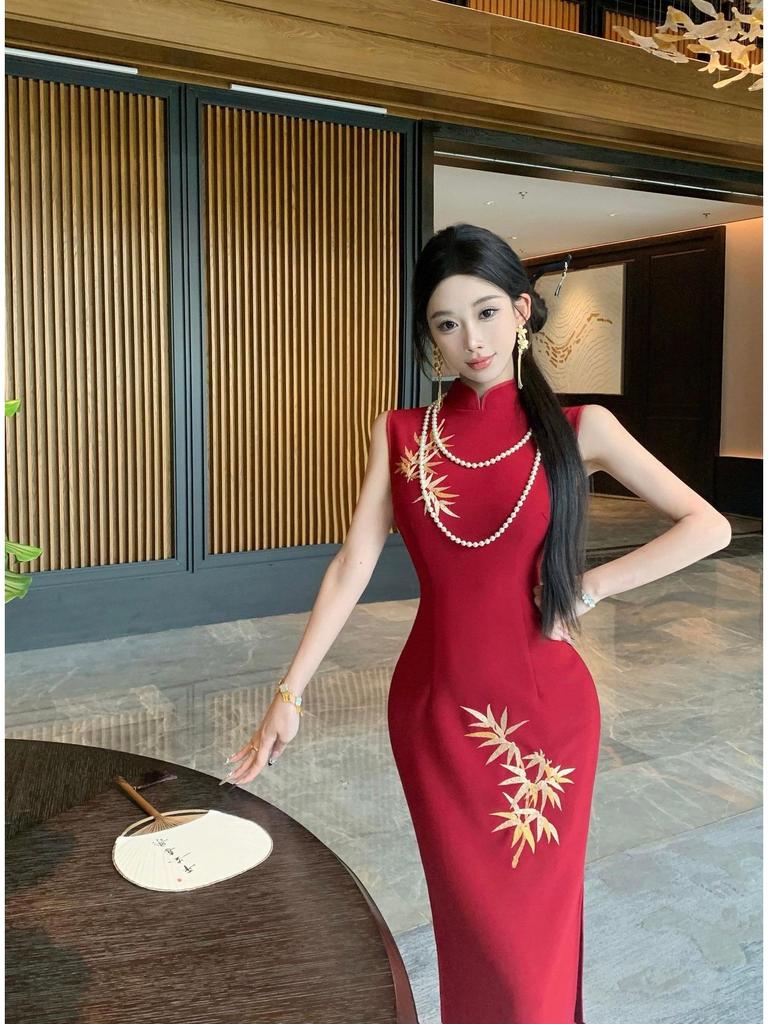 2026 High-End Black Qipao: Slim, Retro-Style Dress for Summer Engagements