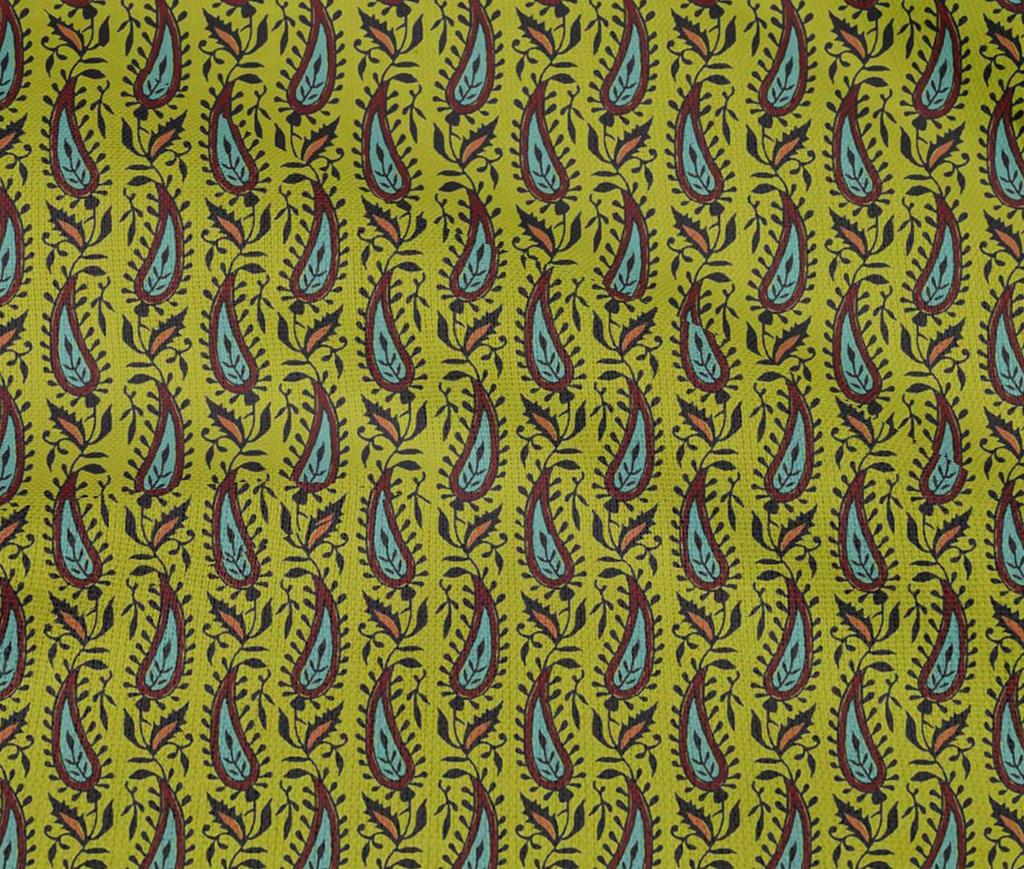 oneOone Cotton Flex Fabric Leaves & Paisley Block Decor Fabric Printed BTY 40 Inch