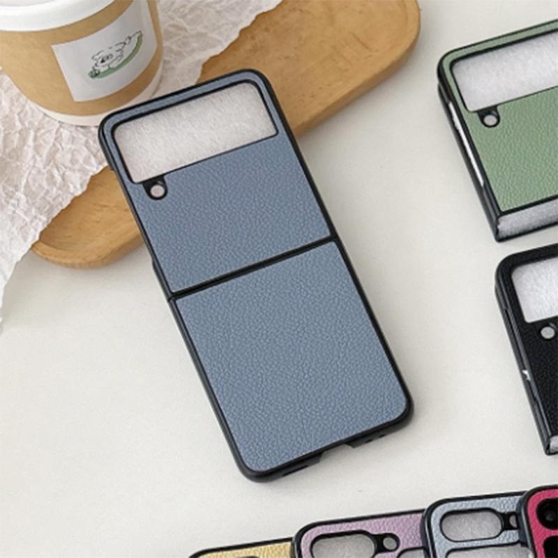 Leather Solid Color Mobile Phone Case for Samsung Zflip6 Clamshell Folding Screen Findn2Flip Hard Shell Xflip