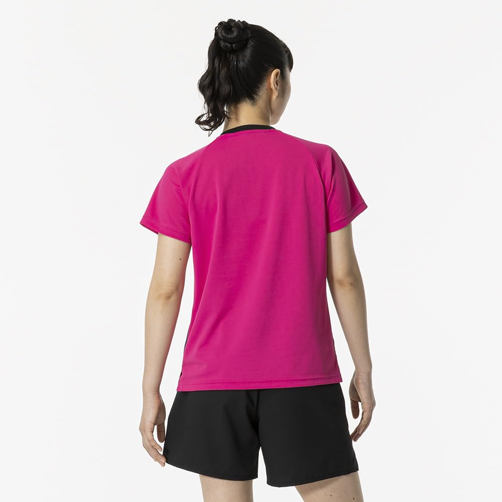 Game Fuchsia Size Short Dynamotion Officially Approved by the Japan Badminton Association Women's Tennis/Badminton Shirt, Pink, M, 62JAB203, Sleeve,
