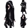 Kadın Trençkotlar Gotik Punk Mont Ay Desen Baskı Uzun Kollu Uzun Hırka