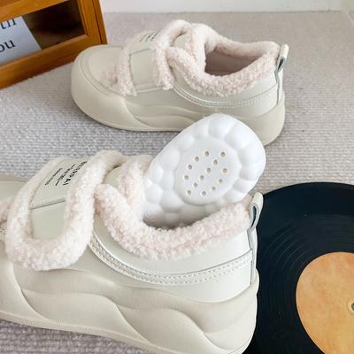 LZ6023 Latex Insole Thick Sole Velcro Heightening Little White Shoes Women's Winter Velvet Warm 2024 New Cotton Shoes
