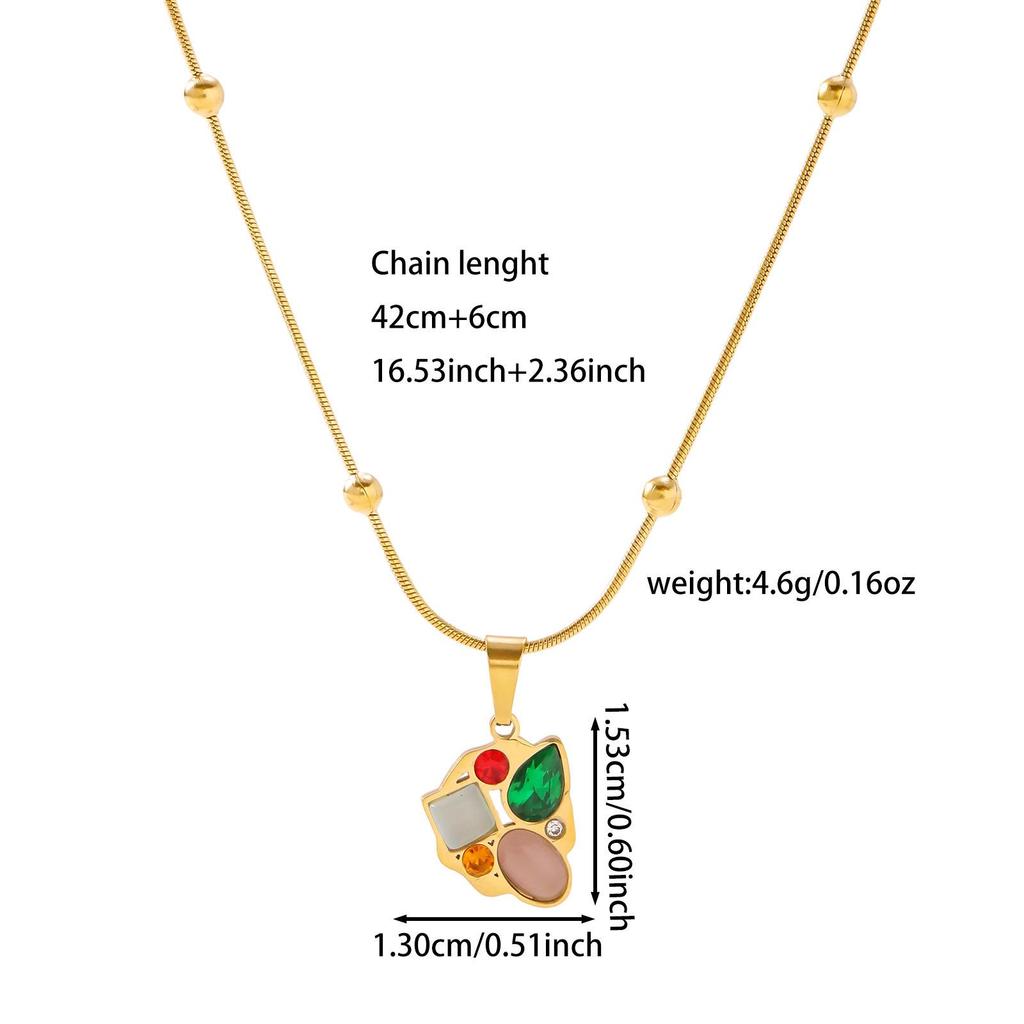 Irregular Gem Titanium Steel Necklace with 18K Gold Plating - Non-Fading, High-Grade Jewelry.
