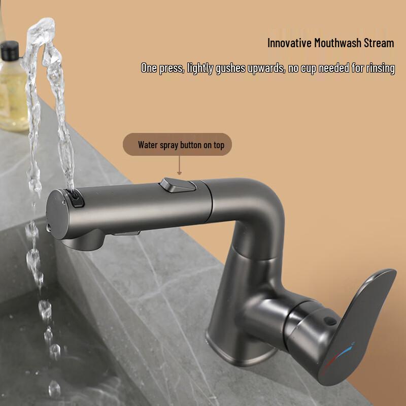 TLXT Bathroom Lift-Up Pull-Out Basin Faucet