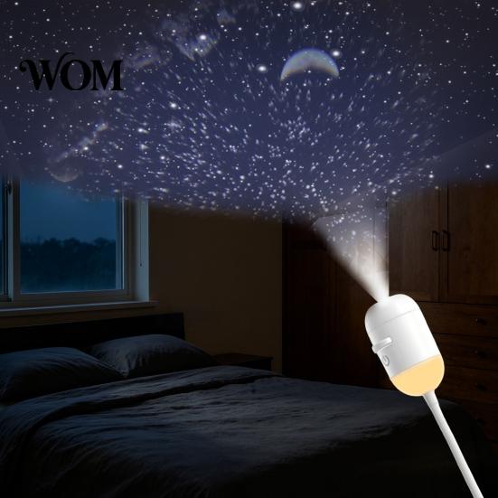 Relaxing Ambient Night Light 2-In-1 Star Projector with Films, USB Starry Sky Party for Bedroom, Mini LED Ceiling Wall Projection Lamp 360 Degrees