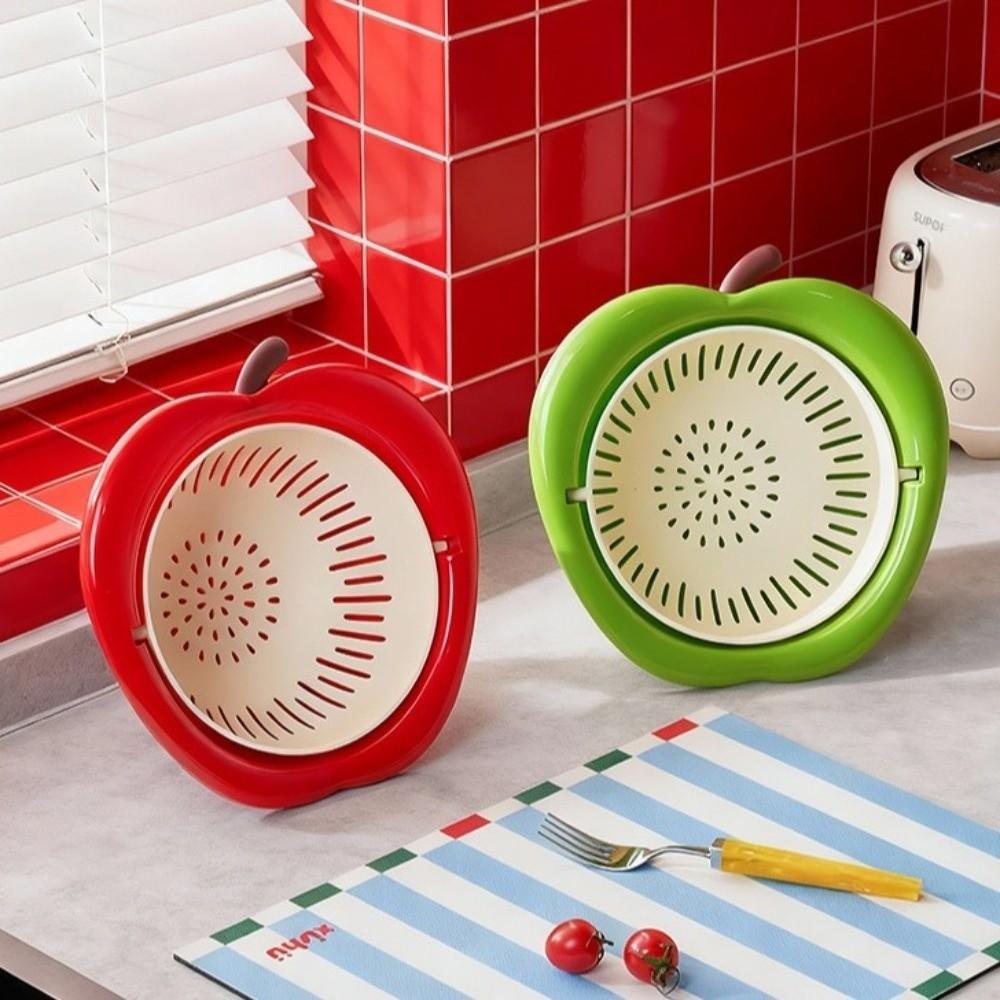 Rotating Design Fruit Vegetable Washer Double Layer Fruit Washer Bowl Strainer Basket  Kitchen Use