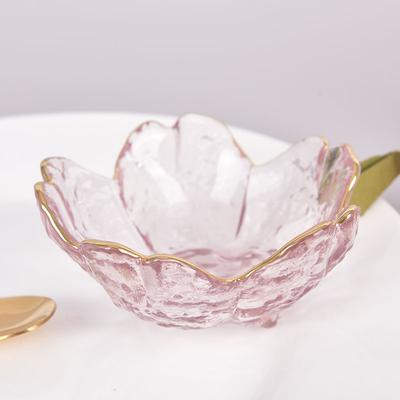 Small Glass Dish Gold Inlay Glass Sauce Bowl Seasoning Plate Fruit Sala Bowl