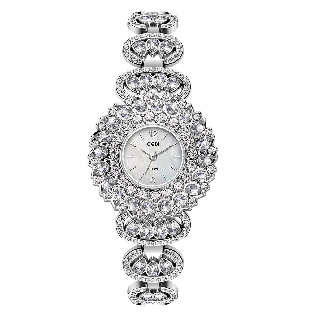 Leichtluxuriöse Voll-Diamant-Armbanduhr Europäischer Retro-Hofstil Hoher Wert Wassertropfenform Diamant Wasserdichte Uhr