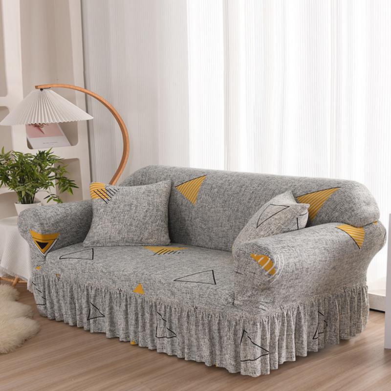 Sofa Skirt Cover Sofa Protector Stretch Slipcover For 1/2/3/4 Seat Couch Cover Corver Sofa Cover Geometric Printed
