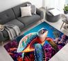 Sea Turtle Area Rug Colorful Ocean Coral Reef Design Living Room Bedroom Home Decoration Retro