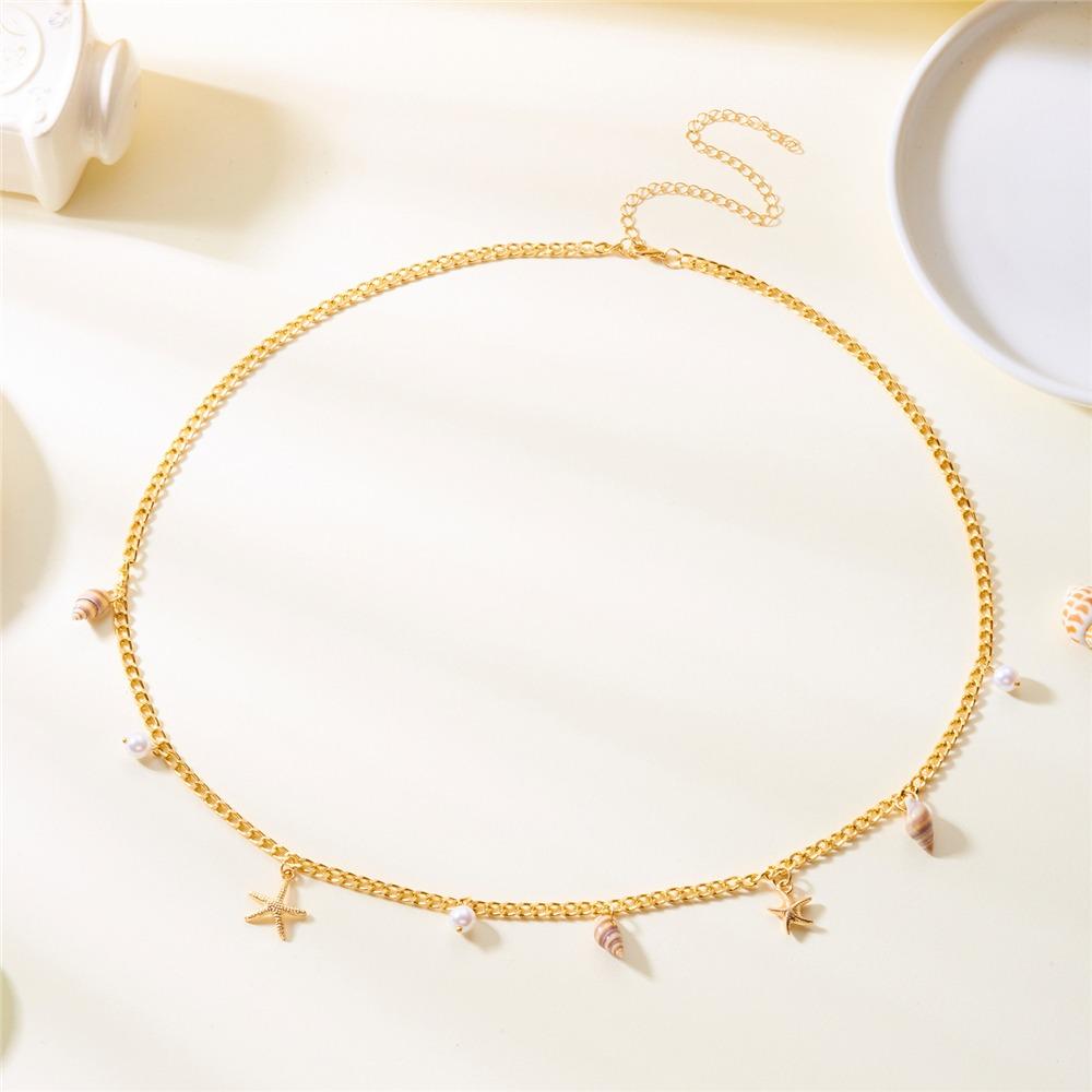 Pearl Conch Shell Bracelet Exaggerate Waist Chain Vacation Summer Beach Jewelry for Women