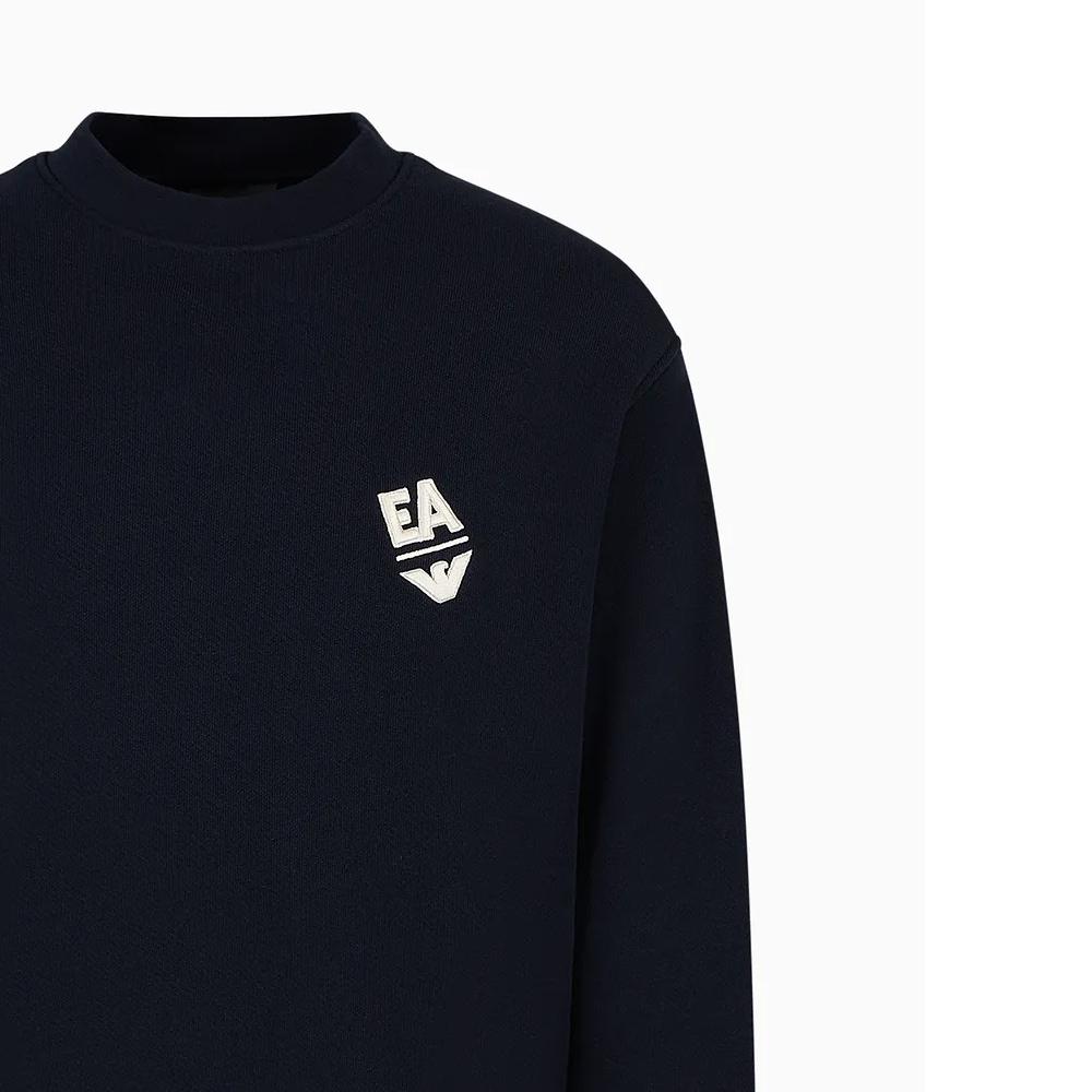 Emporio Armani EA Letter Print Crew Neck Casual Pullover Sweatshirt Men Sweatshirt Blue 3D1MEC-1JODZ-10965