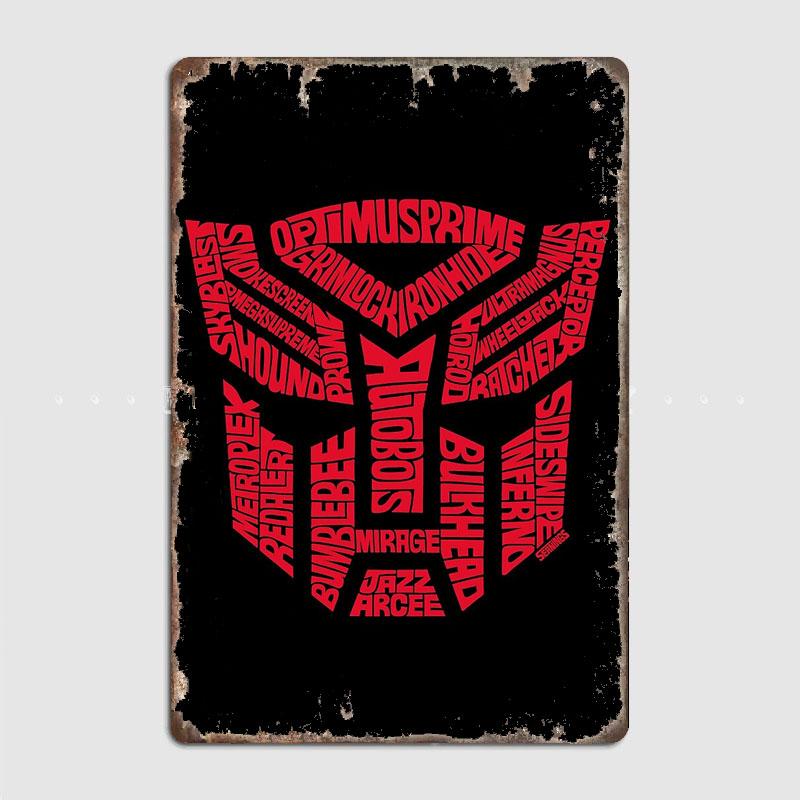 

Автоботы Оптимус Прайм ЛОГО Классический Металлический Постер Знак Спортзал Гараж Клуб Мурал Винтажный Бар Стена Комната Украшение Домашний Декор 7.9x11.8In(20x30cm)