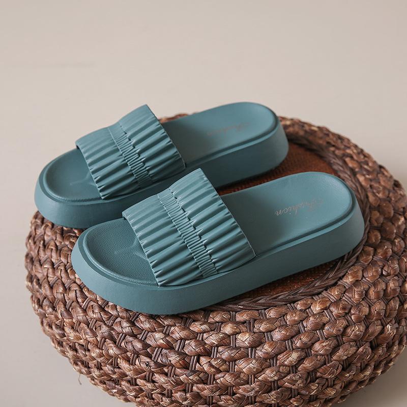 

Шлепанцы на толстой подошве, женская уличная обувь, летние сандалии на плоской подошве, нескользящие, однотонные, универсальные, повседневные, пляжные, женская обувь 40/41 [too small] зелёный