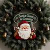Vintage Style Seasonal Home Accents Christmas Wooden Hanging Sign, Rustic Holiday Wall Decor with Santa Claus Door Hanger Reindeer And Snowman