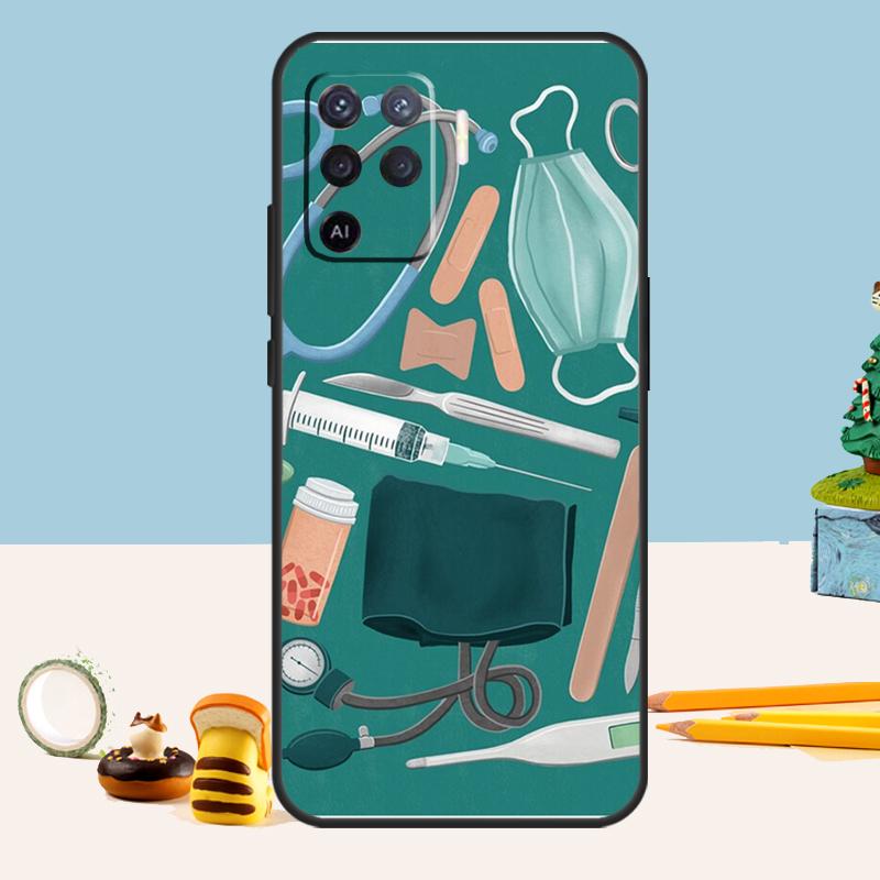 Cartoon Arzt Krankenschwester Hülle Für Oppo A54 A74 A94 A80 A60 A40 A18 A38 A58 A78 A98 A96 A76 A16 A15 A17 A57 A5 A6 Pro