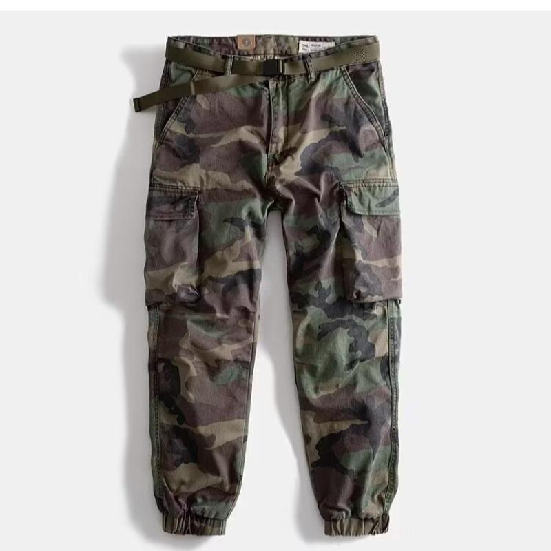 Tuta Mimetica Militare Retro da Uomo Kaji Multitasche Ampia Gamba Piccola Dritta Pantaloni Leggings Uomo
