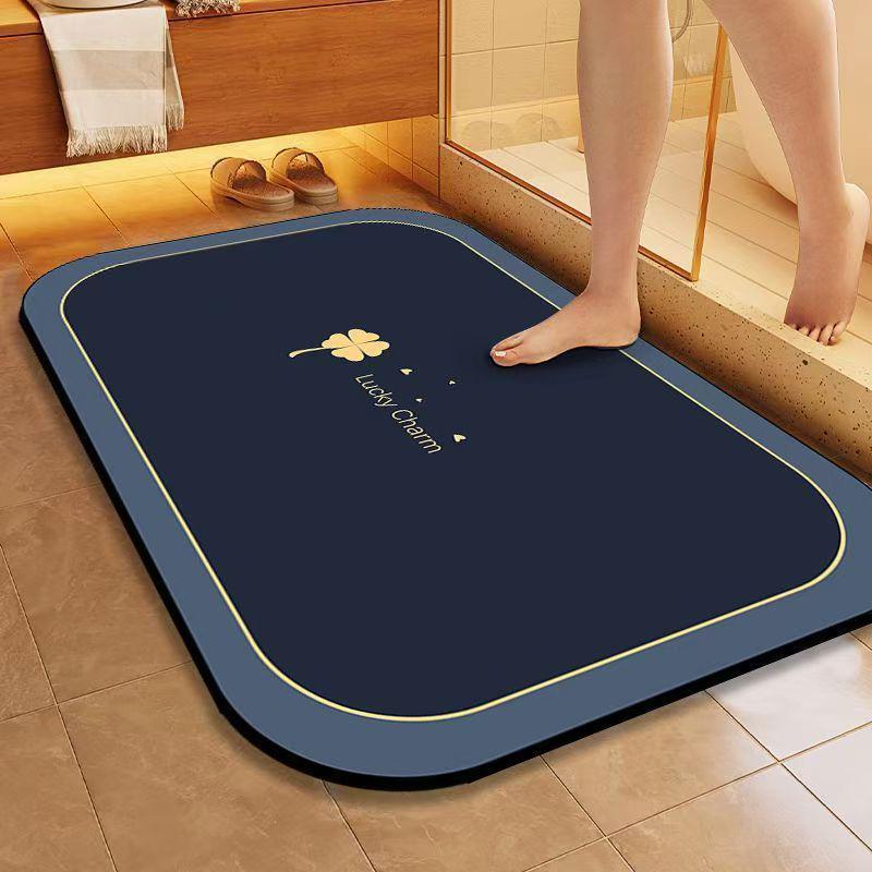 Quick Ship Four-Leaf Clover Diatom Mud Non-Slip Shower Mat - Water Absorbing & Wear Resistant Floor Mat