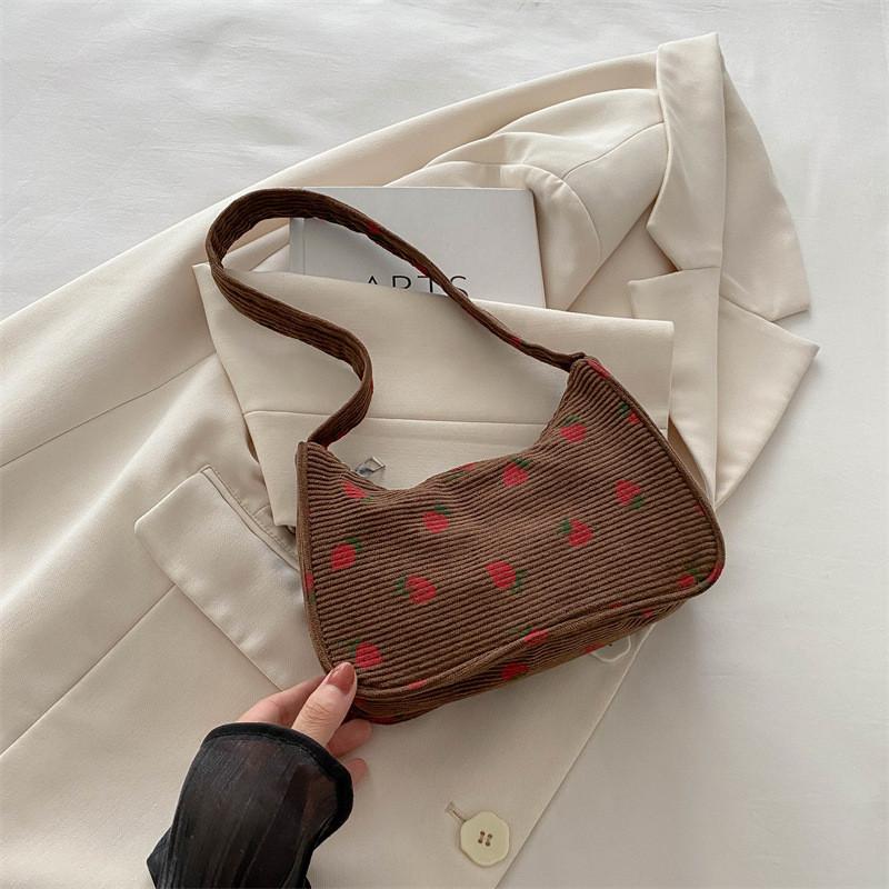 Stylish Minimalist Shoulder Bag For Casual Summer Outings Trendy Strawberry Print
