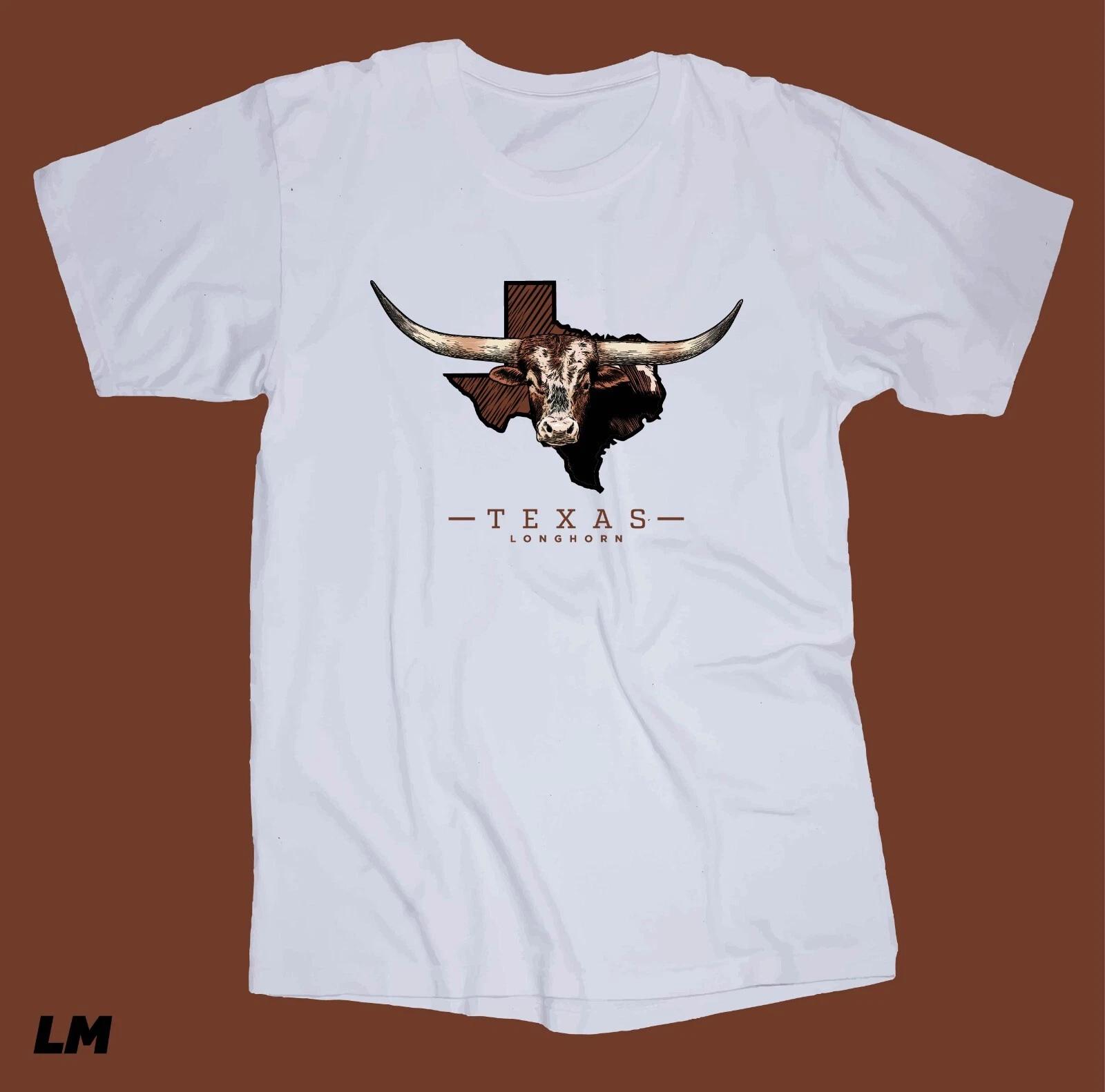 Texas Longhorn white T-shirt Houston Dallas Austin Country Ranch Farm M