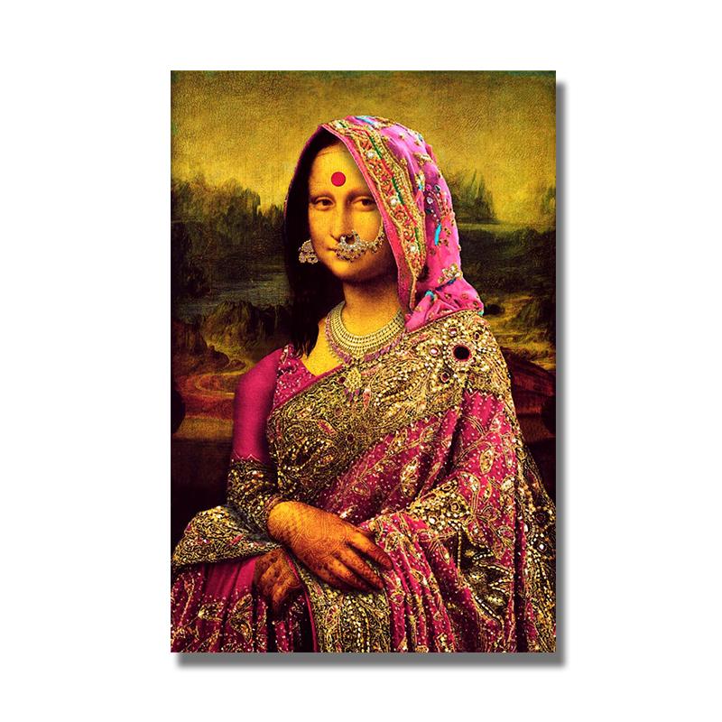 Da Vinci Famous Art Canvas Painting Funny Mona Lisa Posters and Prints Wall Art Picture for Living Room Home Decoration Cuadros