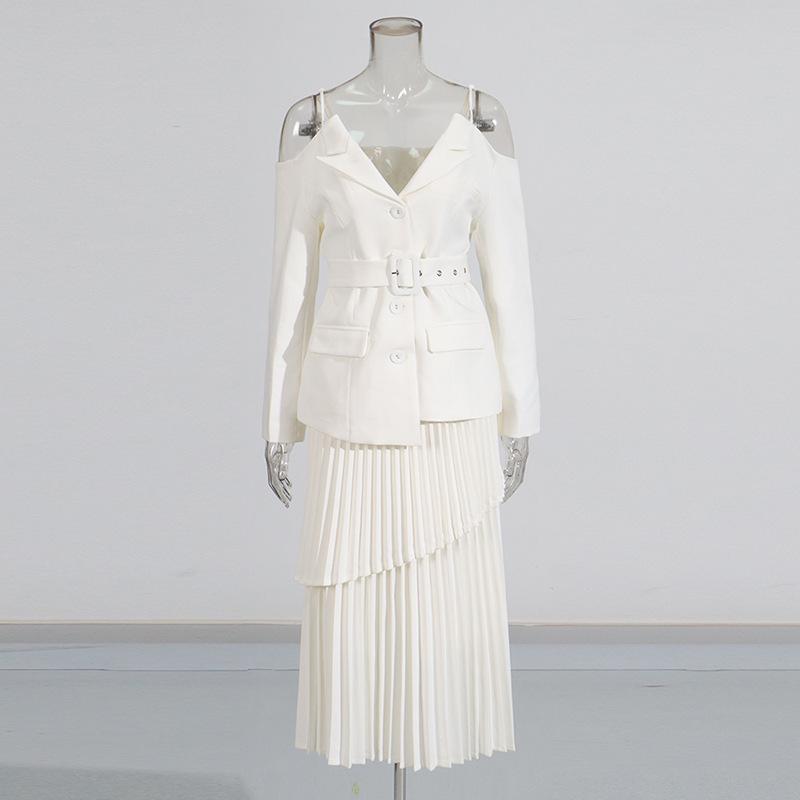 Australský komplet s odhalenými rameny a vysokou plisovanou sukní pro ženy - Kolekce 2025