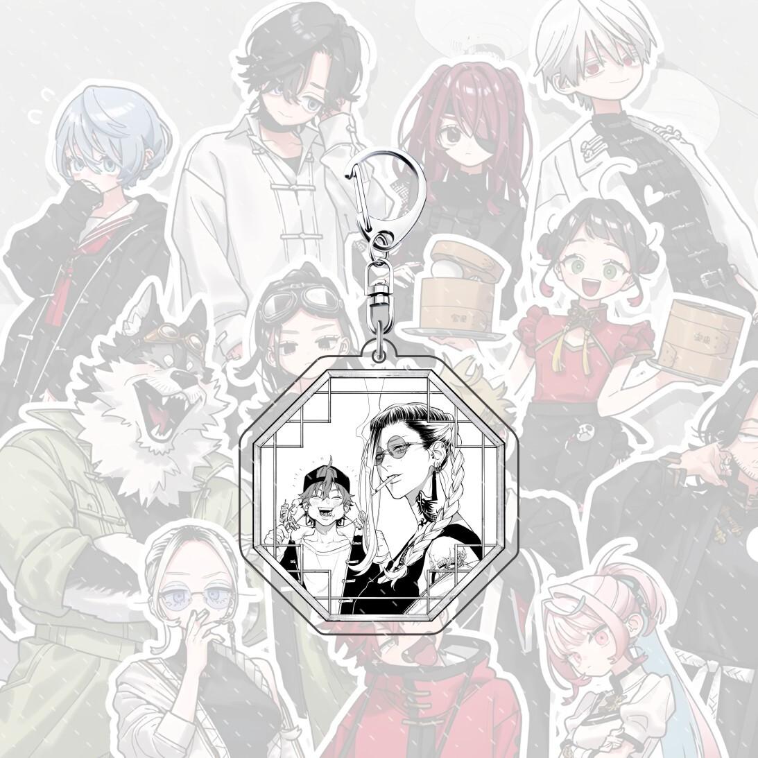 Anime Gokurakugai 6 cm acryl rugzak sleutelhanger personage Aruma Tao Saotome Nei Takarai Tatsuomi Ban decoratie schattig cadeau 6 cm white