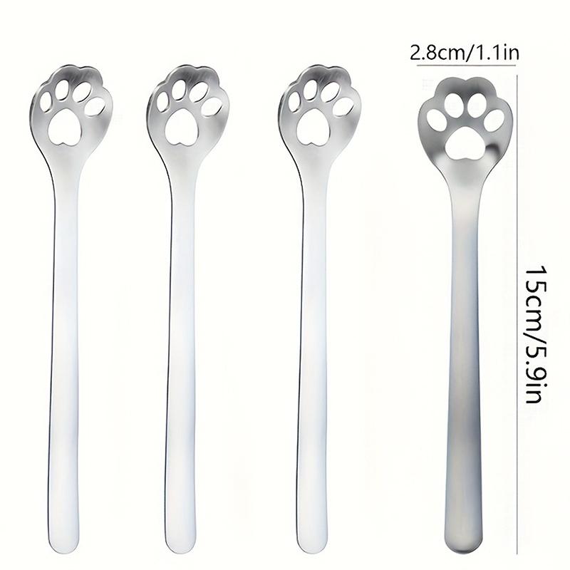 Stainless Steel Cat Claw Cookie Scoop Hollow Design Coffee Dessert Mixing Spoon Cake Dessert Spoon Kitchen Baking Gadgets