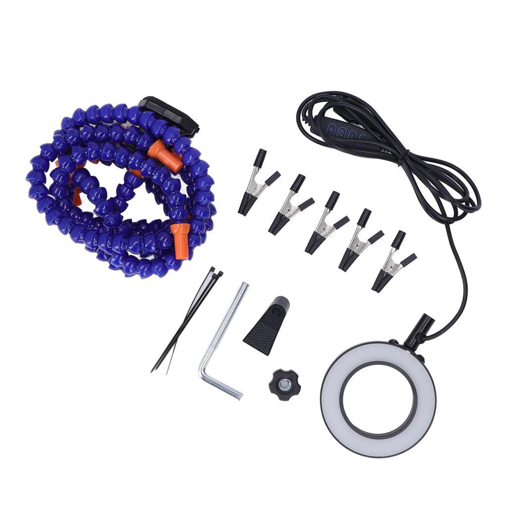 Soldering Helping Hand 5 Jaws 3X USB Magnifier ABS Flexible Arms Light Soldering Station Blue