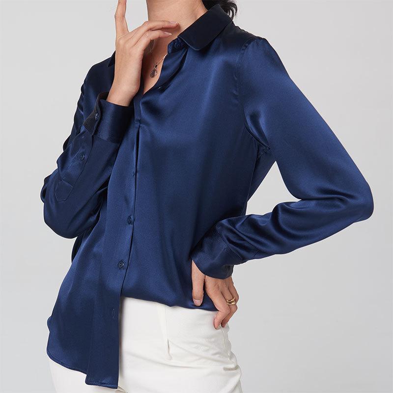 Women`s Spring Satin Mulberry Silk Shirt