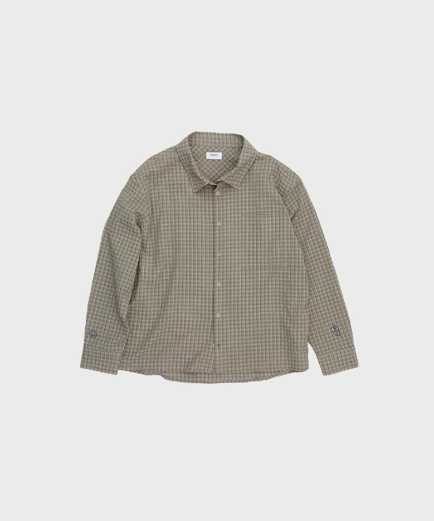 Oul Light Check Shirts Love Flower Khaki