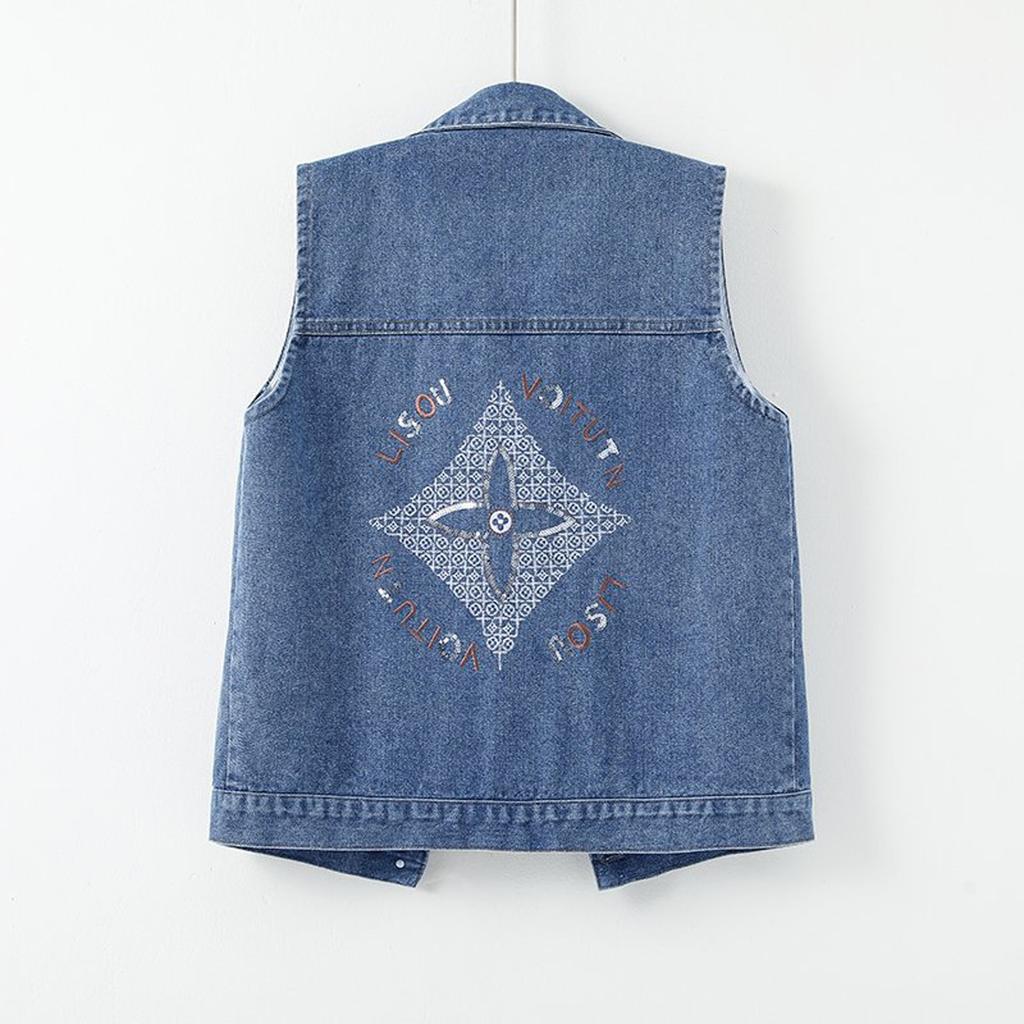 Women's Comfortable Fashion Denim Casual Cardigan Button Vest Jacket