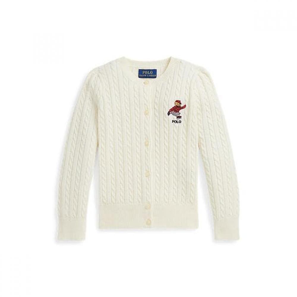 Polo Kids Girls Polo Bear Mini Cable Cotton Cardigan 2 6y  Cwposwer6820549100 2