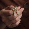 Natural Hetian White Jade Drop Earrings Chinese Style Retro National  Colorful Flowers Elegant Fairy  Jewelry