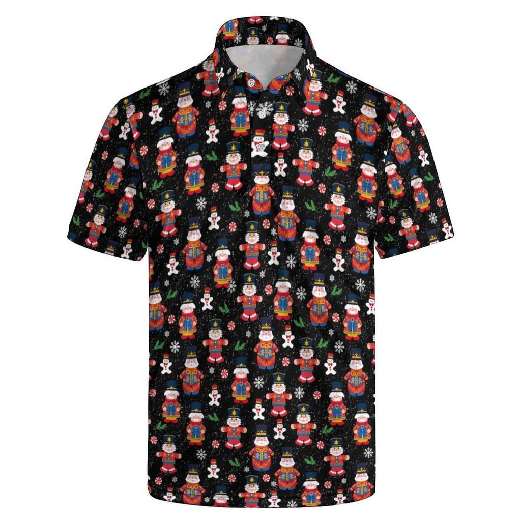 Geometric pattern short-sleeve polo, trendy casual top for everyday use.
