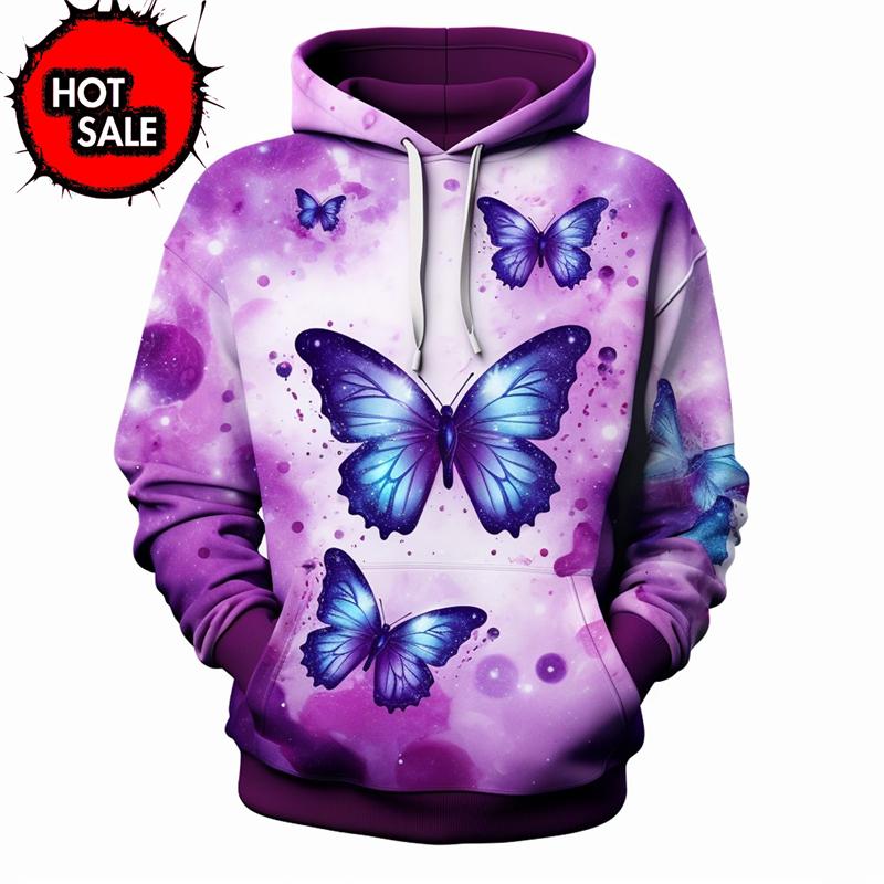Arrivals Colorful Butterfly 3D Print Hoodie Women Streetwear Oversized Pullovers Hoodie Sweatshirts Female Hooded Clothing