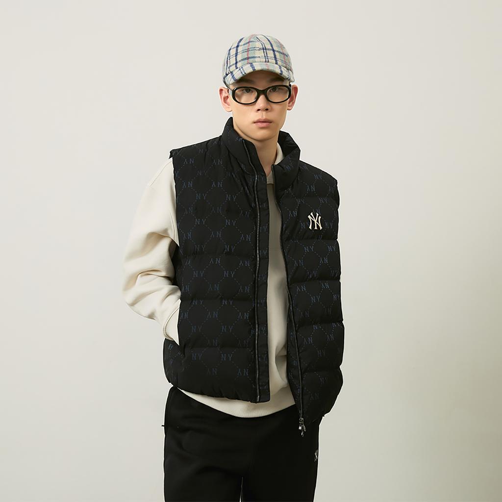 New MLB MONOGRAM Collection New York Yankees Down Vest Unisex Black 3ADVM0246-50BKS