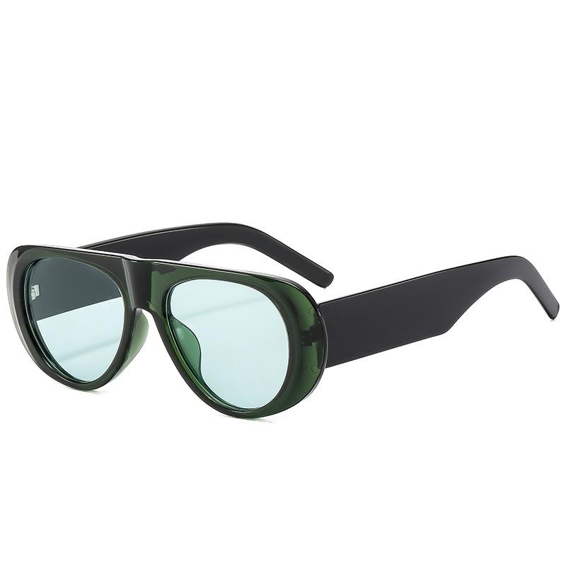 Vintage Big Frame Ellipse Women Square Sunglasses Brand Black Round Cool Men Sunglasses One Piece Designer Pilot Sun Glasses