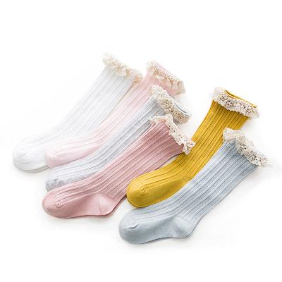 Kid Girls Socks Princess Children's Knee High Socks with Lace Baby Leg Warmers Cotton Spring Style 0-5Years Clothes Accessories