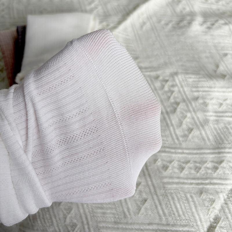 Schwarze Socken mit Ohrbesatz für Damen, Wadenlange Socken für Herbst und Winter, Trendige einfarbige Baumwollsocken, Frotteesocken mit Spitze, Nahtlose Damensocken