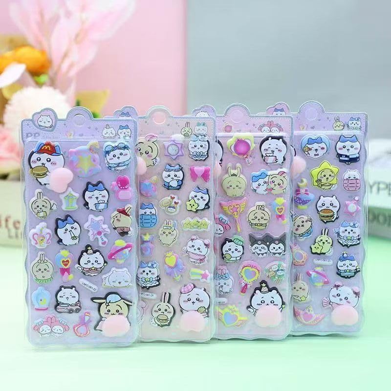 Set of 2 Cute Squishy Butt 3D Marshmallow and Squishy Stickers for Sticker and DIY for Girls and Boys Stickers, Characters, Fluffy, Soft, Books,