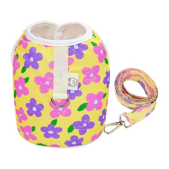 Breathable Towable Flexible Anti-bite Button Closure Dress Up Cotton Flower Print Dog Leash Pet