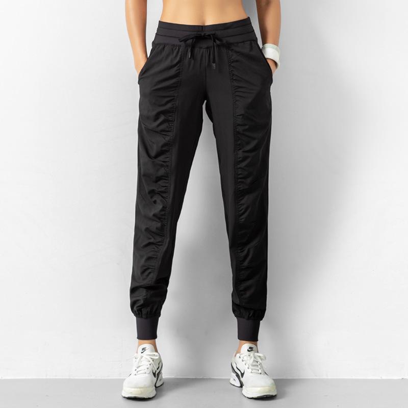 Lulu Women's Lightweight Quick-Dry Pleated Joggers - Breathable, Loose, Slimming, Casual Fitness Pants for Summer Running