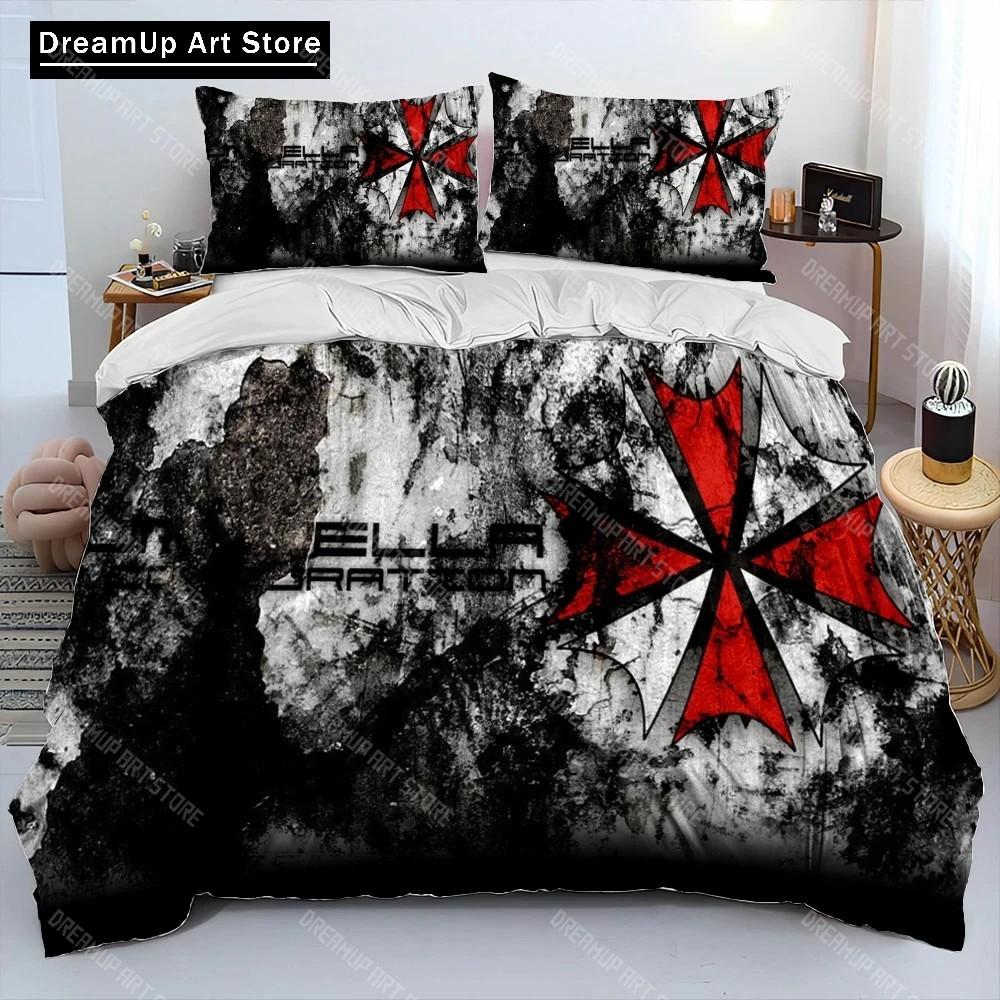 3D R-Resident Evil Spel Gamer Täcke Sängklädesset, Påslakan Sängset Quiltöverdrag Örngott, King Queen Size Sängklädesset Pojkar