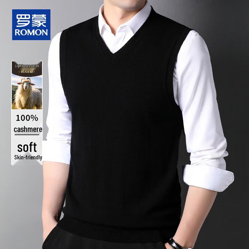 ROMON Men's 100% Cashmere V-Neck Knitted Vest