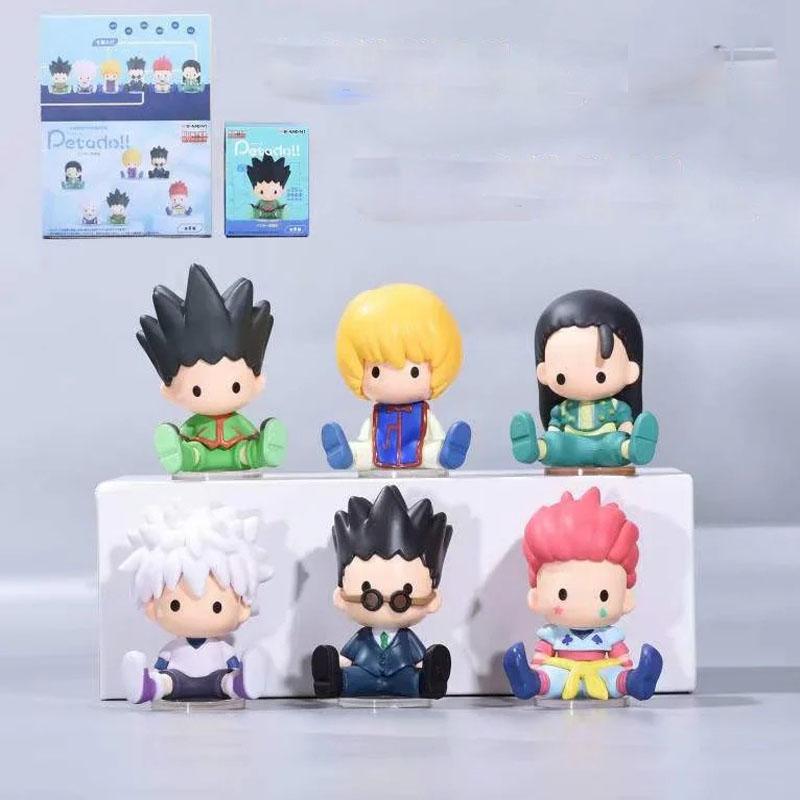 Cartoon Hunter x Hunter Anime Figure Q Version Sitting Killua Zoldyck Gon Figure Toy Doll Car Decoration Statue Model Gift
